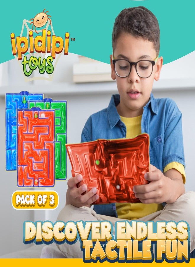 IPIDIPI TOYS لعبة متاهة مملوءة بالجل من إيبيديبي تويز - لعبة حسية هادئة وناعمة مناسبة لجميع الأعمار، وسادات جل لمسية، وحشوات جوارب عيد الميلاد، ومكافآت صفية، وهدايا للحفلات - عبوة من 3 قطع - Image 2